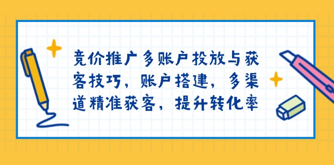 竞价推广多账户投放与获客技巧，账户搭建，多渠道精准获客，提升转化率-项目创薪