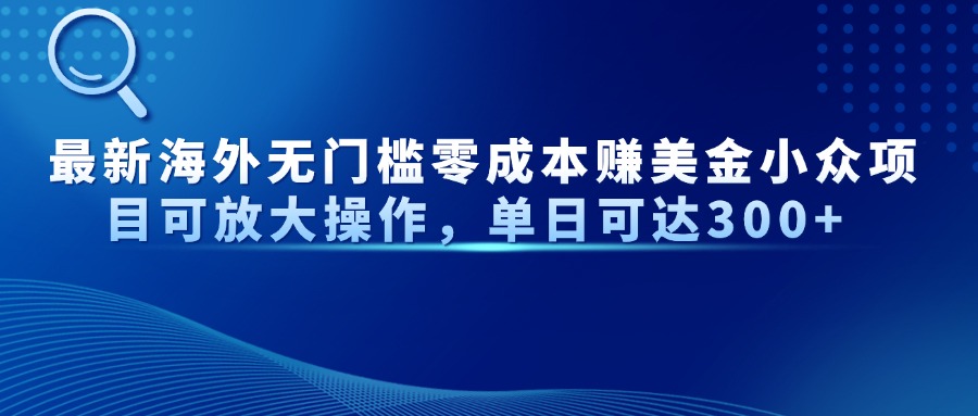 最新海外无门槛零成本赚美金小众项目可放大操作，单日可达300+-项目创薪