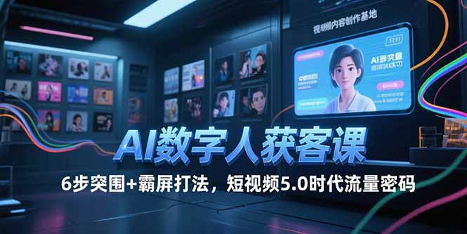 AI数字人获客课，6步突围+霸屏打法，短视频5.0时代流量密码-项目创薪