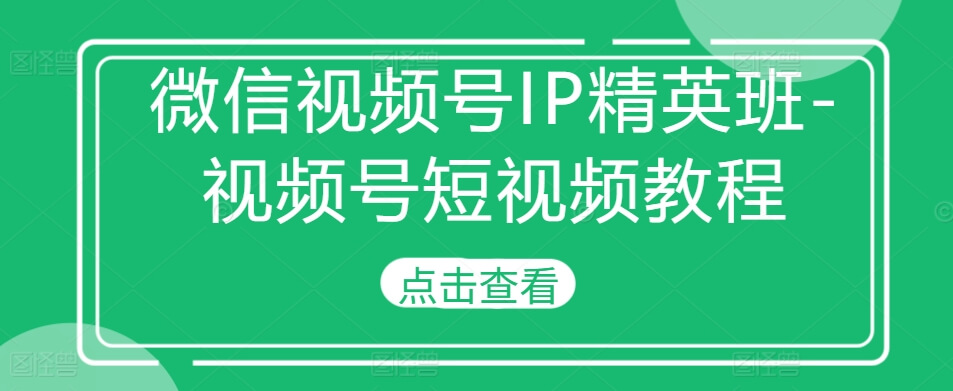 微信视频号IP精英班-视频号短视频教程-项目创薪