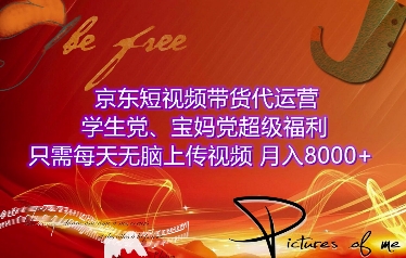 京东短视频带货代运营，学生党、宝妈党超级福利，只需每天无脑上传视频，月入8000+【仅揭秘】-项目创薪