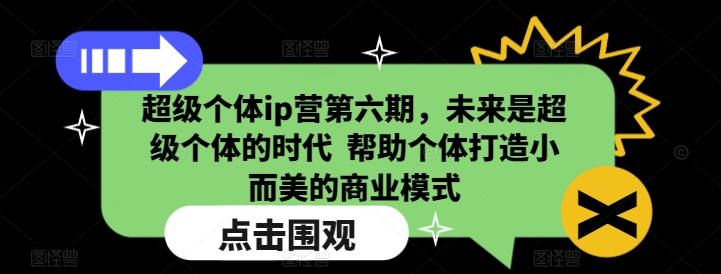 超级个体ip营第六期，未来是超级个体的时代  帮助个体打造小而美的商业模式-项目创薪
