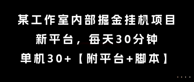 某工作室内部掘金挂G项目，新平台，每天30分钟，单机30+【揭秘】-项目创薪