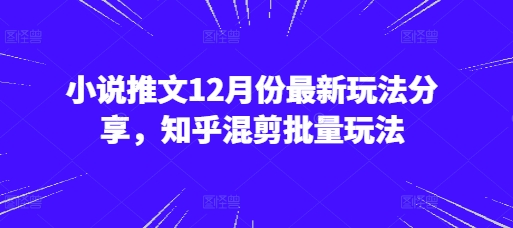小说推文12月份最新玩法分享，知乎混剪批量玩法-项目创薪