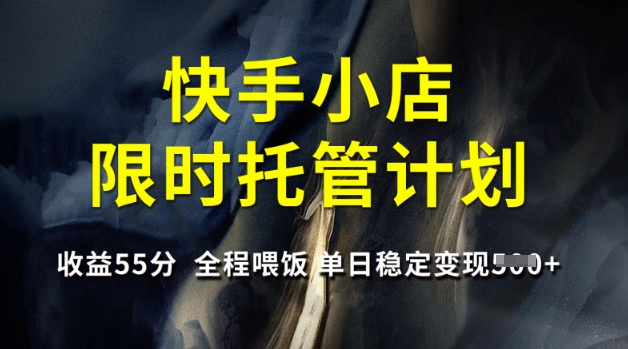 快手小店限时托管计划，收益55分，全程喂饭，单日稳定变现5张【揭秘】-项目创薪