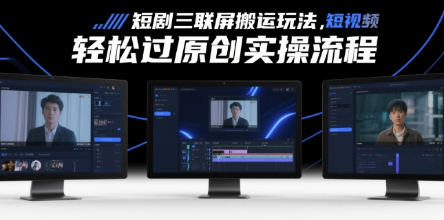 短剧三联屏搬运玩法，短剧搬运轻松过原创实操流程-项目创薪