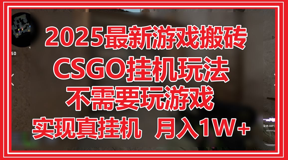 2025最新游戏搬砖，CSGO挂机，不需要玩游戏，实现真挂机，月入1W+-项目创薪