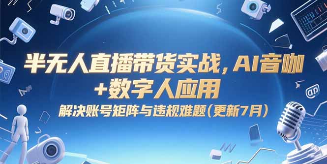 半无人直播带货实战，AI音咖+数字人应用 解决账号矩阵与违规难题(更新7月-项目创薪