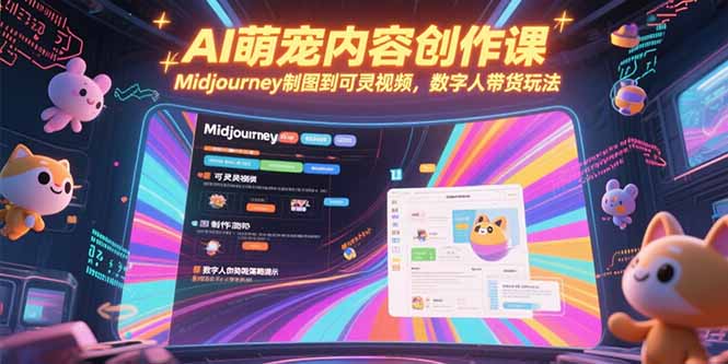 AI萌宠内容创作课，Midjourney制图到可灵视频，数字人带货玩法-项目创薪