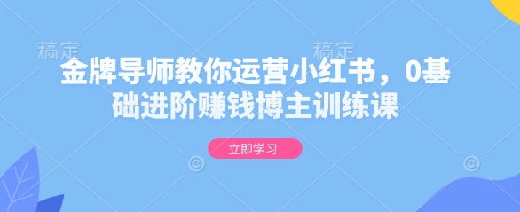 金牌导师教你运营小红书，0基础进阶赚钱博主训练课-项目创薪
