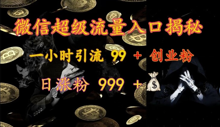 微信超级流量入口揭秘：一小时引流 99 + 创业粉，日涨粉 999 +-项目创薪
