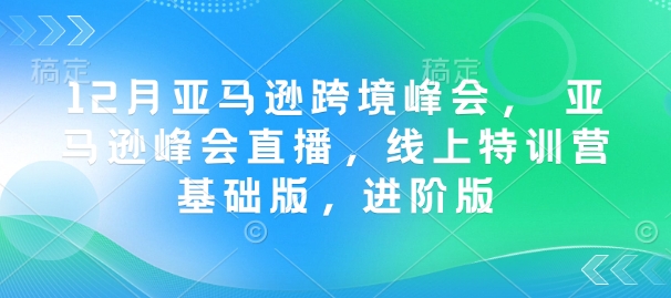12月亚马逊跨境峰会， 亚马逊峰会直播，线上特训营基础版，进阶版-项目创薪