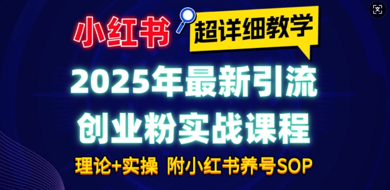 2025年最新小红书引流创业粉实战课程【超详细教学】小白轻松上手，月入1W+，附小红书养号SOP-项目创薪
