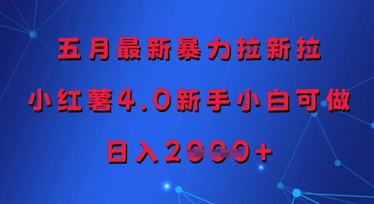 五月最新暴力拉新拉，小红薯4.0新手小白可做，日入多张-项目创薪