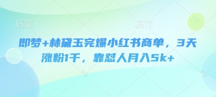 即梦+林黛玉完爆小红书商单，3天涨粉1千，靠怼人月入5k+-项目创薪