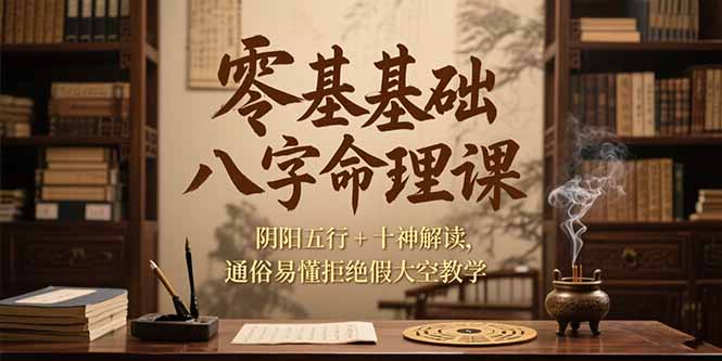 零基础八字命理课，阴阳五行+十神解读，通俗易懂拒绝假大空教学-项目创薪