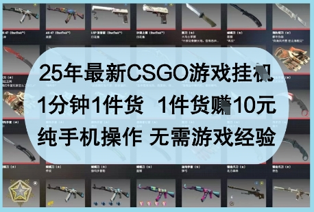 25年最新CSGO游戏挂G，1分钟1件货，1件货挣10元，纯手机操作，无需游戏经验【揭秘】-项目创薪