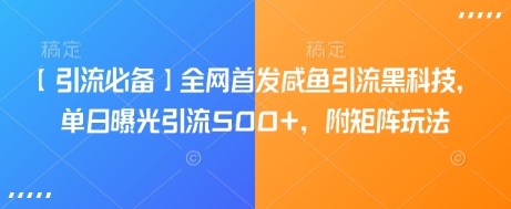 【引流必备】全网首发咸鱼引流黑科技，单日曝光引流500+，附矩阵玩法【揭秘】-项目创薪