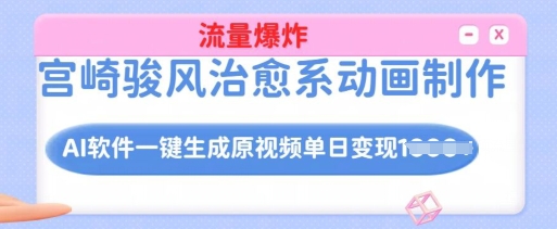 宫崎骏风治愈系动画制作，AI软件一键生成原创视频流量爆炸，单日变现多张，详细实操流程-项目创薪