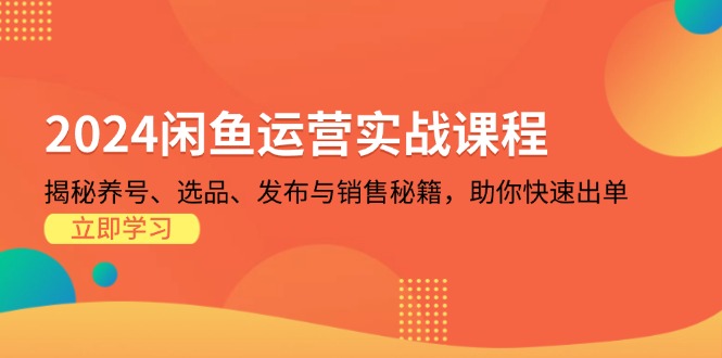 2024闲鱼运营实战课程：揭秘养号、选品、发布与销售秘籍，助你快速出单-项目创薪