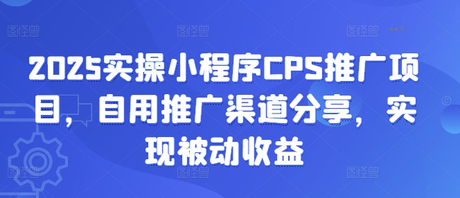 2025实操小程序CPS推广项目，自用推广渠道分享，实现被动收益-项目创薪