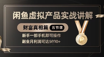精品！闲鱼虚拟产品实战讲解，新手一部手机即可操作，副业月利润可达5k+-项目创薪