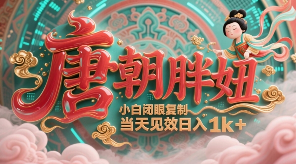 用AI克隆“唐朝胖妞”日更3条，平台疯狂推流，小白闭眼复制，当天见效，日入1k+-项目创薪