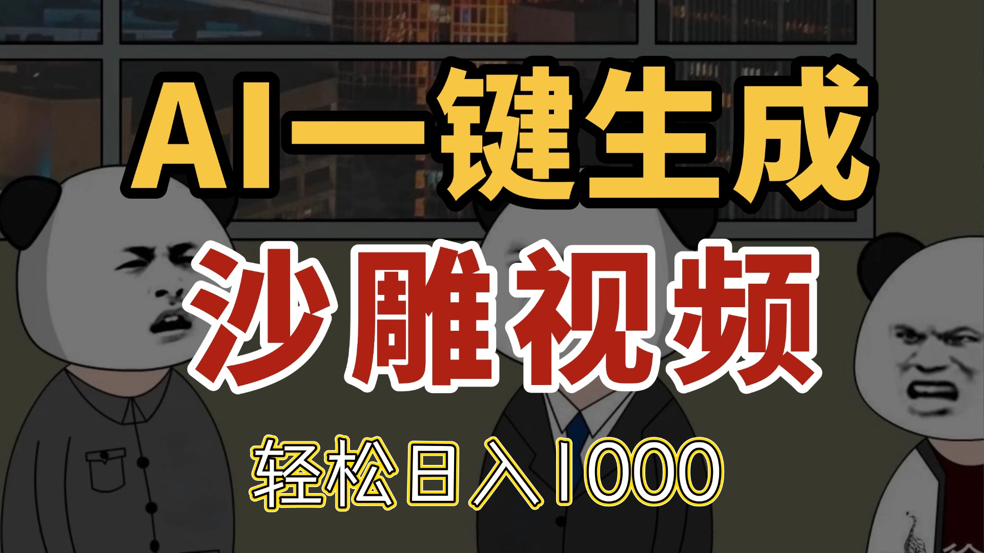 AI一键生成沙雕视频，一条视频千万播放，轻松日入1000-项目创薪