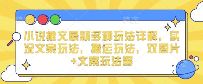 小说推文最新多种玩法详解，实况文案玩法，搬运玩法，双图片+文案玩法等-项目创薪