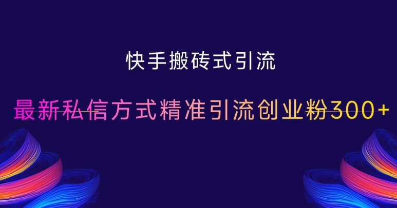 快手搬砖式引流，最新私信方式精准引流创业粉300+-项目创薪