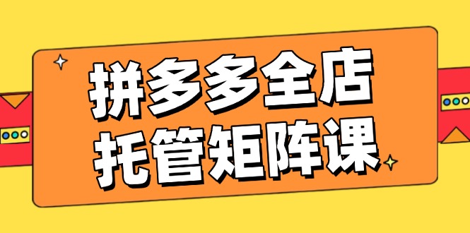 拼多多全店托管矩阵课，盈利动销玩法，高效计划设置，提升店铺效益-项目创薪