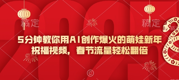 5分钟教你用AI创作爆火的萌娃新年祝福视频，春节流量轻松翻倍-项目创薪