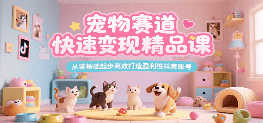 宠物赛道快速变现精品课，从零基础起步高效打造盈利性抖音账号-项目创薪