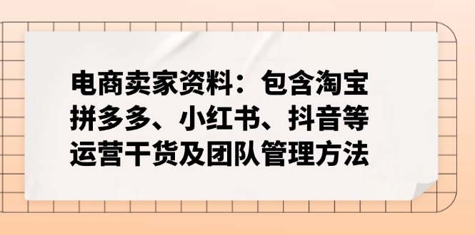 电商卖家资料：包含淘宝、拼多多、小红书、抖音等运营干货及团队管理方法-项目创薪