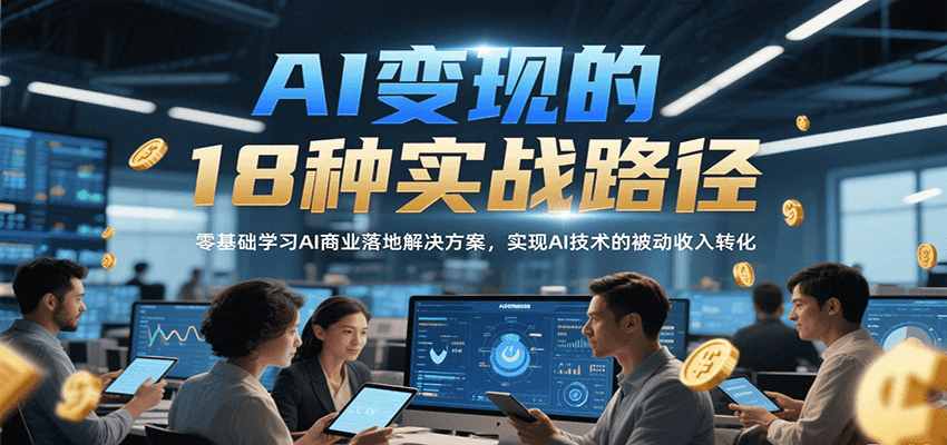AI变现的18种实战路径，零基础学习AI商业落地解决方案，实现AI技术的被动收入转化-项目创薪