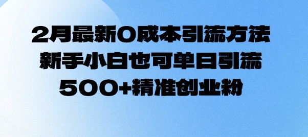 2月最新0成本引流方法，新手小白也可单日引流500+精准创业粉-项目创薪