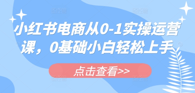 小红书电商从0-1实操运营课，0基础小白轻松上手-项目创薪