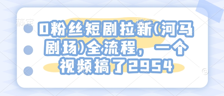 0粉丝短剧拉新(河马剧场)全流程，一个视频搞了2954-项目创薪