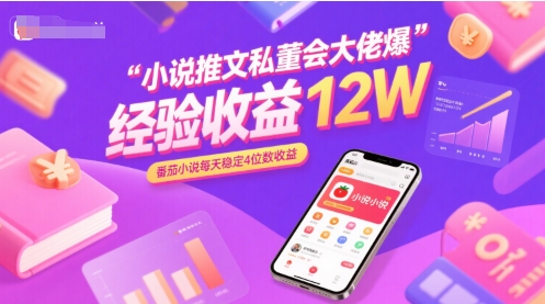小说推文私董会大佬爆单经验分享收益12W，番茄小说每天稳定4位数收益-项目创薪