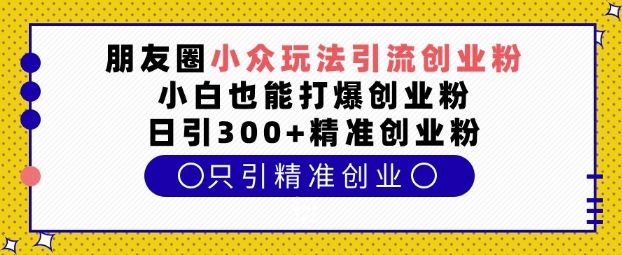 朋友圈小众玩法引流创业粉，小白也能打爆创业粉，日引300+精准创业粉【揭秘】-项目创薪