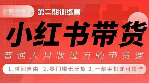 小Red书带货42天训练营 2.0版，宝妈+自由职+上班族+大学生，提高副业收入的大红利项目-项目创薪