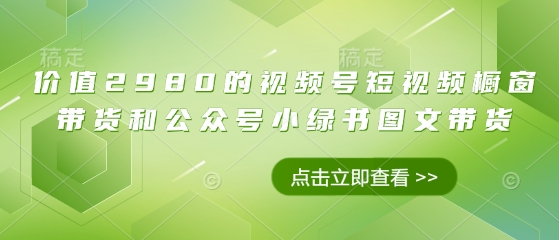 价值2980的视频号短视频橱窗带货和公众号小绿书图文带货-项目创薪