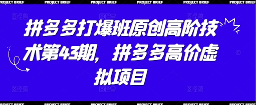 拼多多打爆班原创高阶技术第43期，拼多多高价虚拟项目-项目创薪