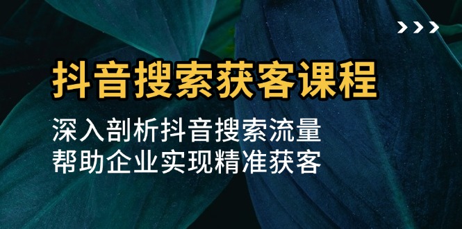 抖音搜索获客课程：深入剖析抖音搜索流量，帮助企业实现精准获客-项目创薪