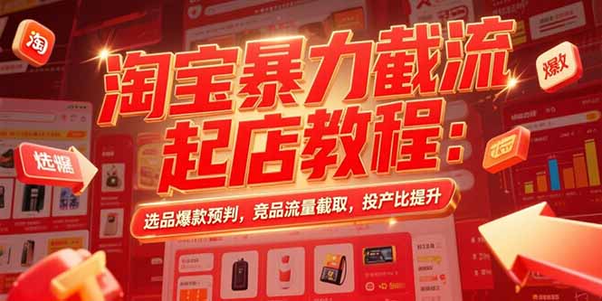 淘宝暴力截流起店教程：选品爆款预判，竞品流量截取，投产比提升-项目创薪