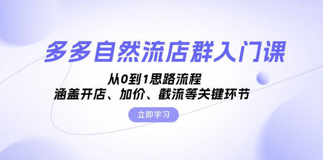 多多自然流店群入门课，从0到1思路流程，涵盖开店、加价、截流等关键环节-项目创薪