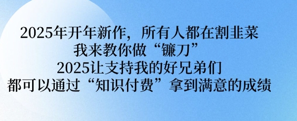 2025年开年新作，所有人都在割韭菜，我来教你做“镰刀” 2025让支持我的好兄弟们都可以通过“知识付费”拿到满意的成绩【揭秘】-项目创薪