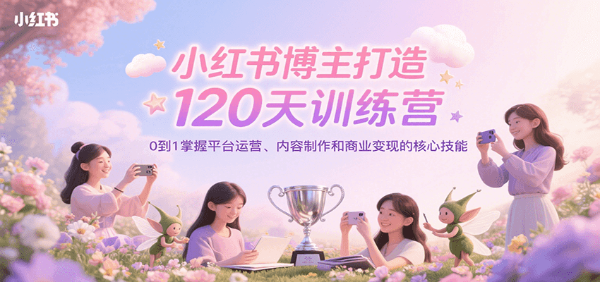 小红书博主打造120天训练营，0到1掌握平台运营、内容制作和商业变现-项目创薪