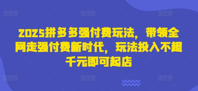 2025拼多多强付费玩法，带领全网走强付费新时代，玩法投入不超千元即可起店-项目创薪