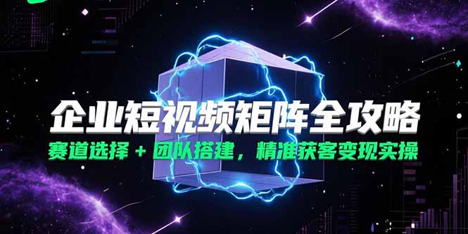 企业短视频矩阵全攻略，赛道选择+团队搭建，精准获客变现实操-项目创薪